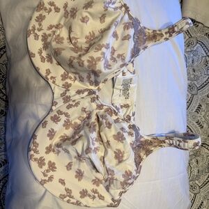 Bali Floral Print Bra in Cream and Purple